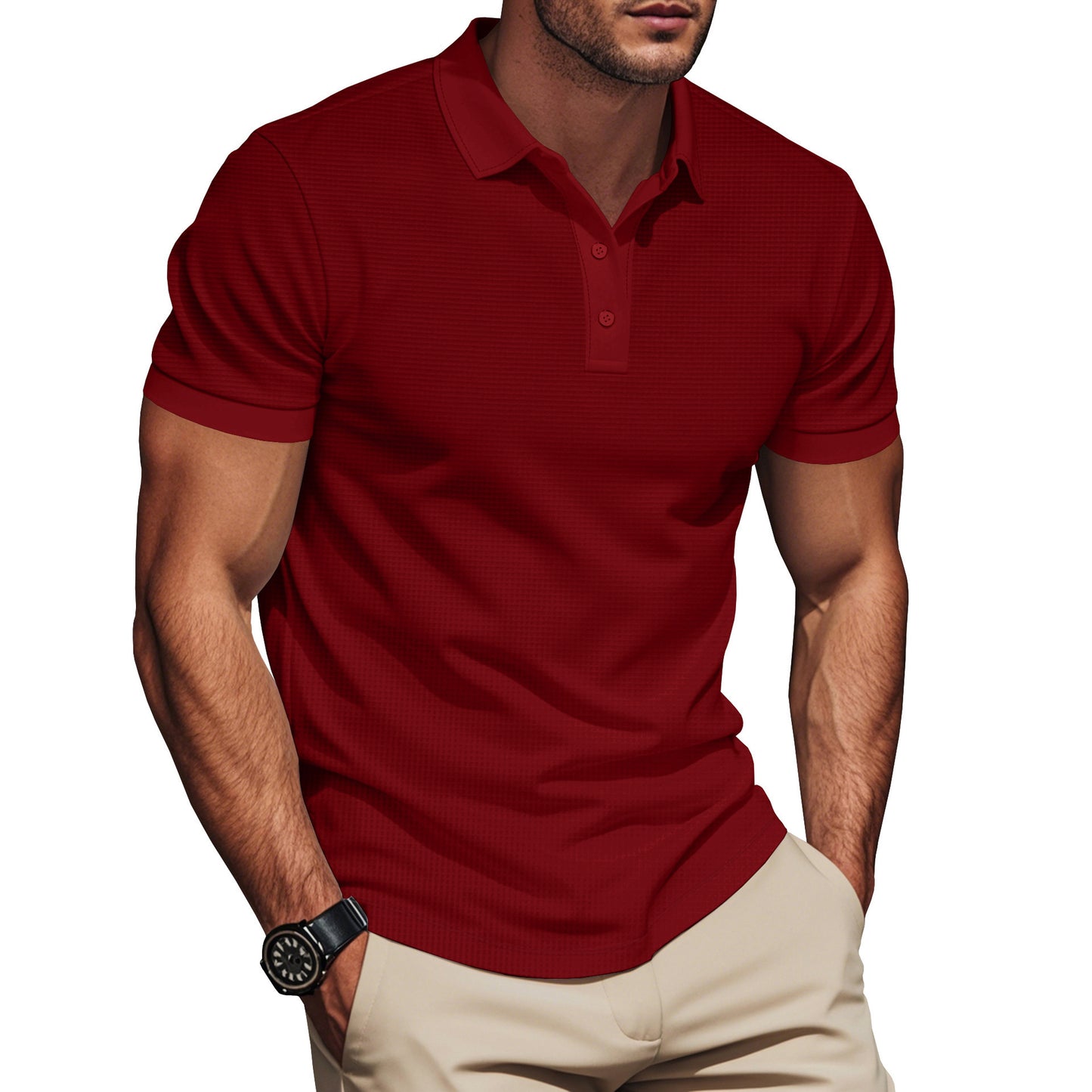 Lapel Color Matching Short Sleeve Plus Size Men