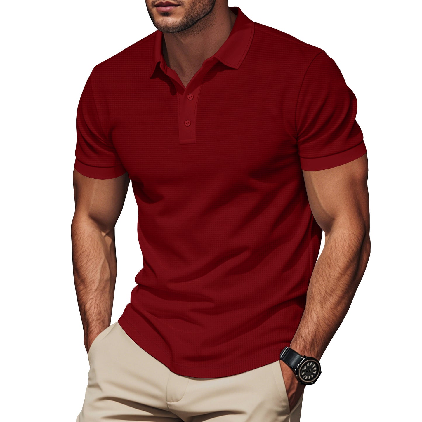 Lapel Color Matching Short Sleeve Plus Size Men