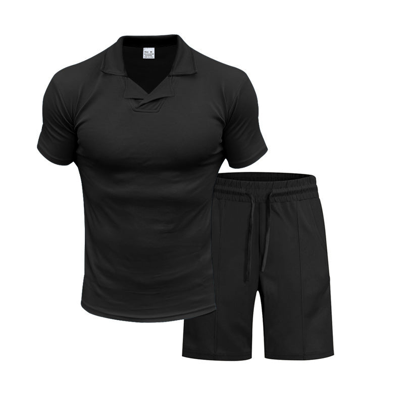 Men's British Berk Shirt Short-sleeved Shorts Casual Slim Fit Sports Quick-drying Outfit