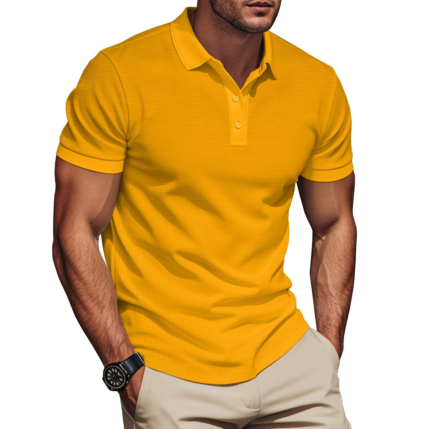 Lapel Color Matching Short Sleeve Plus Size Men