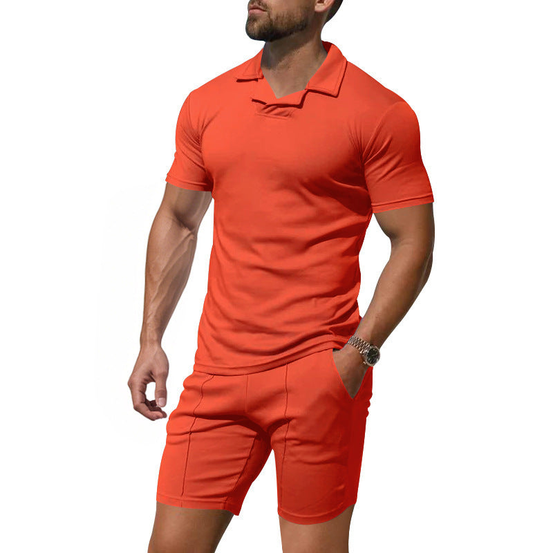 Men's British Berk Shirt Short-sleeved Shorts Casual Slim Fit Sports Quick-drying Outfit