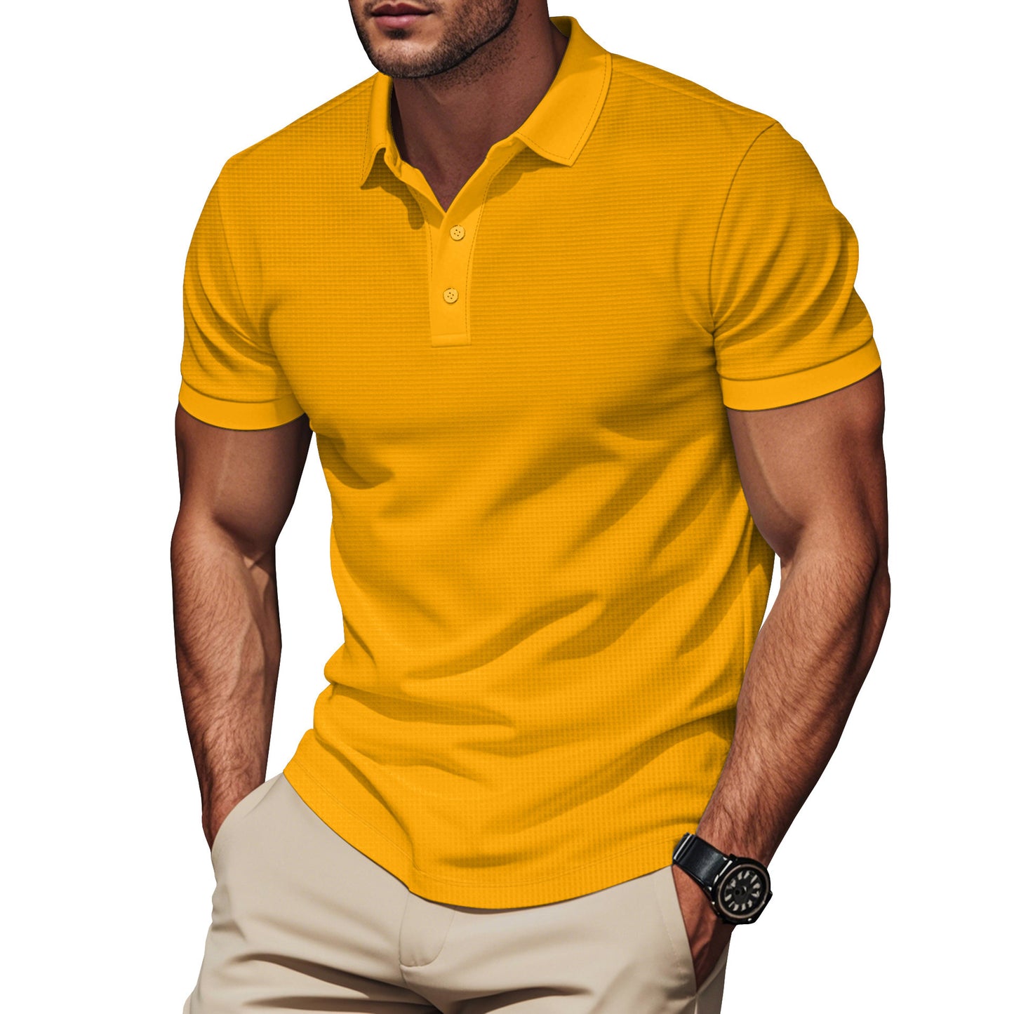 Lapel Color Matching Short Sleeve Plus Size Men