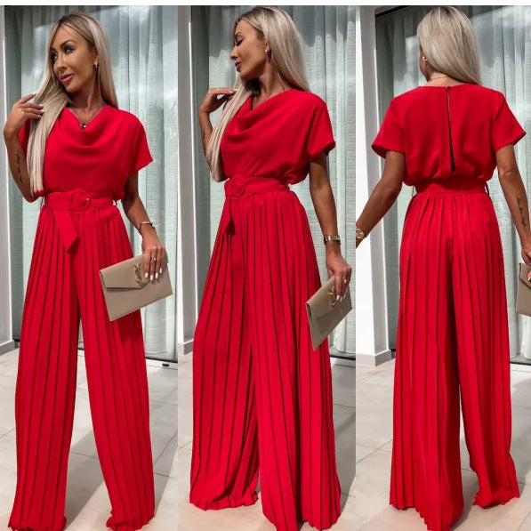 Fashion Jumpsuit Belt Solid Color Women's Clothing