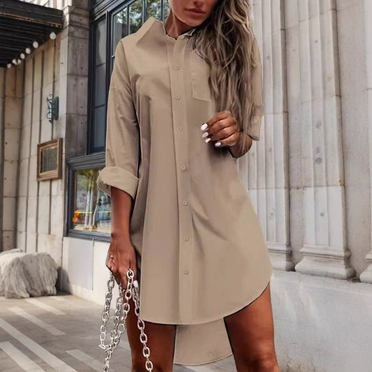 Fashion Casual Elegant Asymmetric Shirt Dress